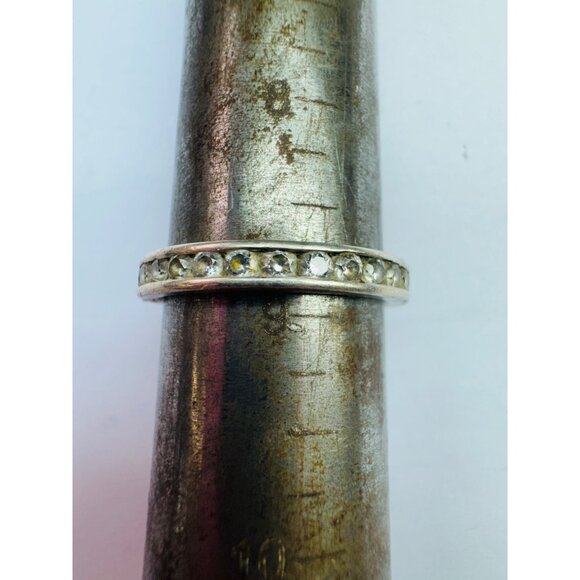 Estate Vintage Sterling Silver 925 CZ Eternity Band Wedding Ring Size 8.75 - Picture 5 of 8